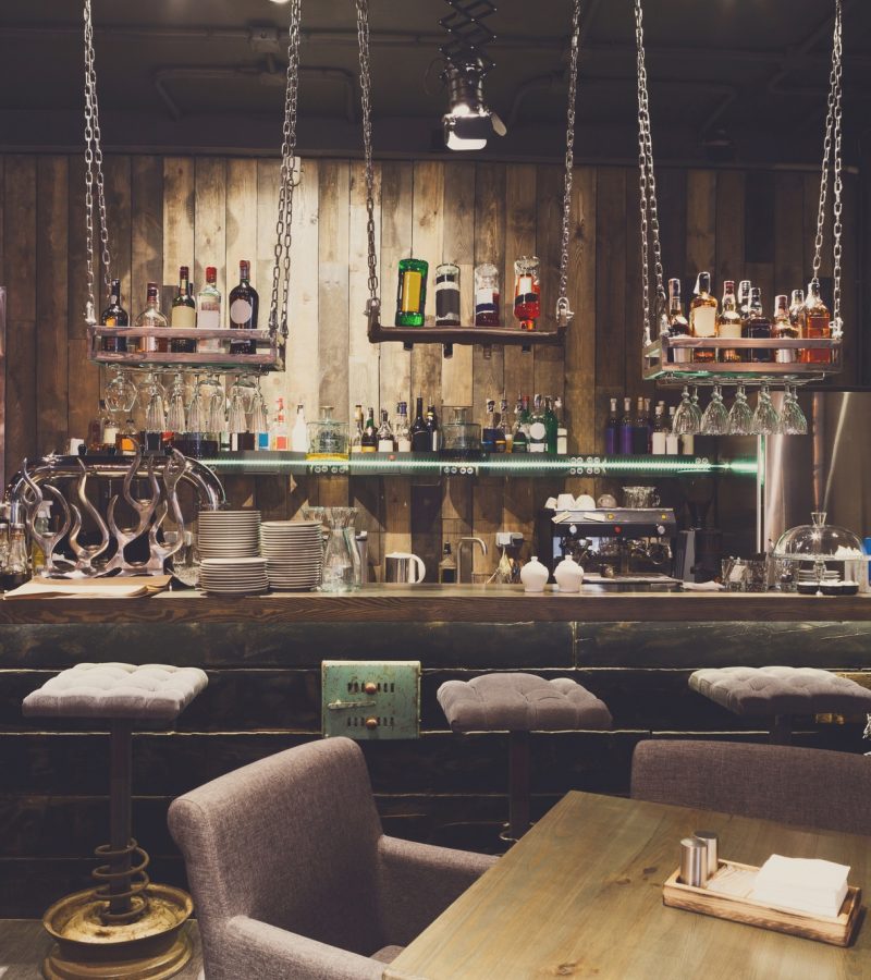 Interior of cozy restaurant, loft style